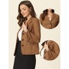 INSPIRE CHIC Women's Lapel Collar Button Front Long Sleeve Faux Suede Blazer - 2 of 4