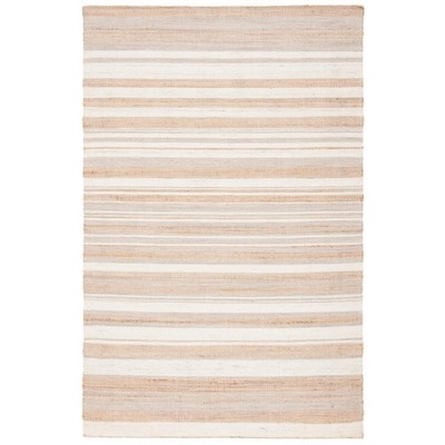 Ivory and Natural Wool Cotton Flatweave Rug, 3' x 5'