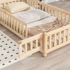 CAVINAS House-Shaped Headboard Floor Bed with Fence for Children, Twin Size Bed Frame, Wood Platform Bed with  Latched Door - 3 of 4