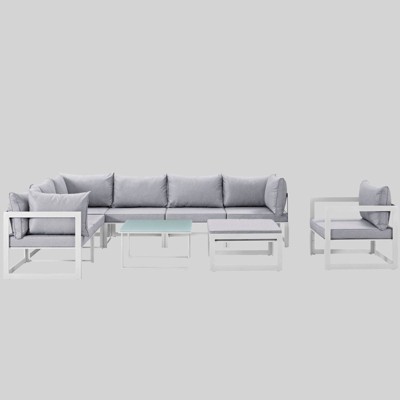 Fortuna 9pc Outdoor Patio Sectional Sofa Set - Gray - Modway