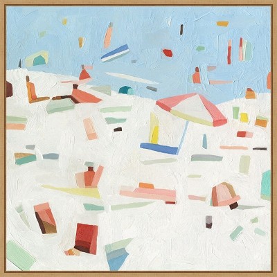 Summer Confetti Abstract Canvas Print in Maple Frame