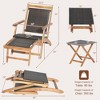 Costway 2PCS Patio Rattan Folding Lounge Chair Table Acacia Wood W/Retractable Footrest - 4 of 4