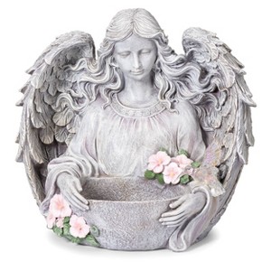 Roman 15.5" Hummingbird Angel Planter Resin Outdoor Garden Statue Gray - 1 of 4
