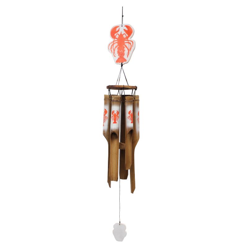 Beachcombers 43.3" Bamboo Lobster Top Wind Chime Coastal Decor Decoration, 1 of 3