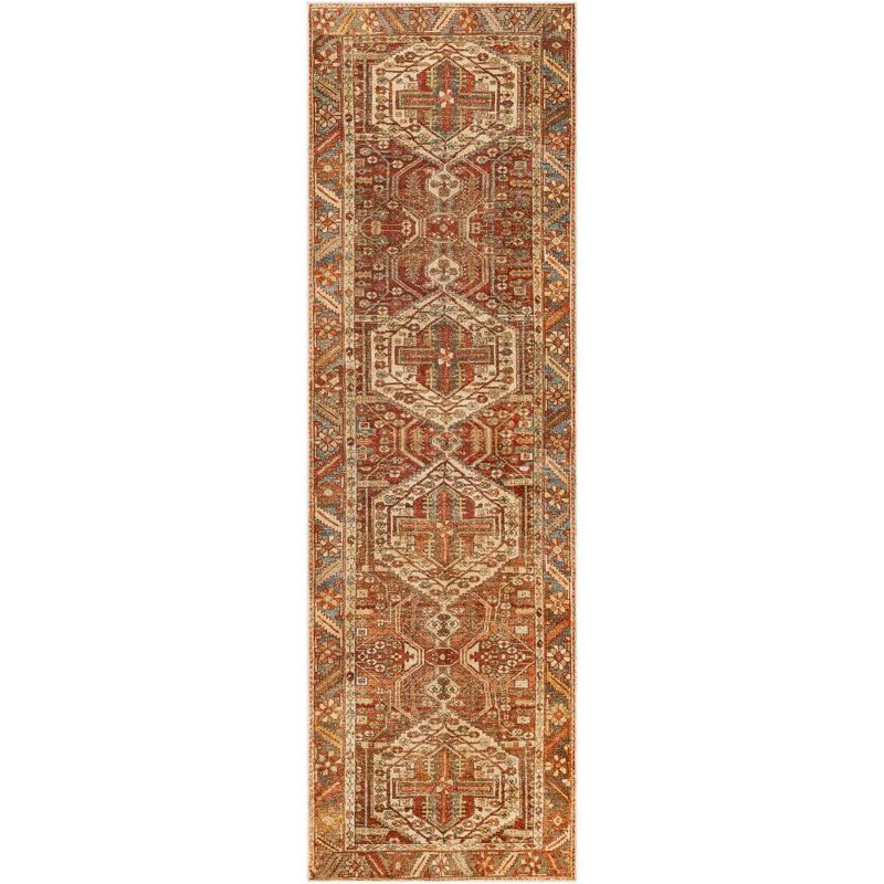 St David Burnt Orange Synthetic Oriental Runner Rug 2'6" x 8'
