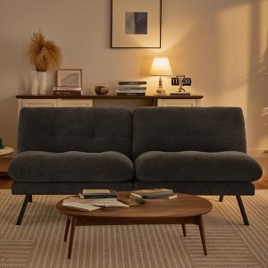 Dyonery 72" Morden Folding Loveseat with 6.7" Thick Removable Cushion for Living Plush Terry Cloth Convertible Futon Sofa Bed with Adjustable Backres - 1 of 4