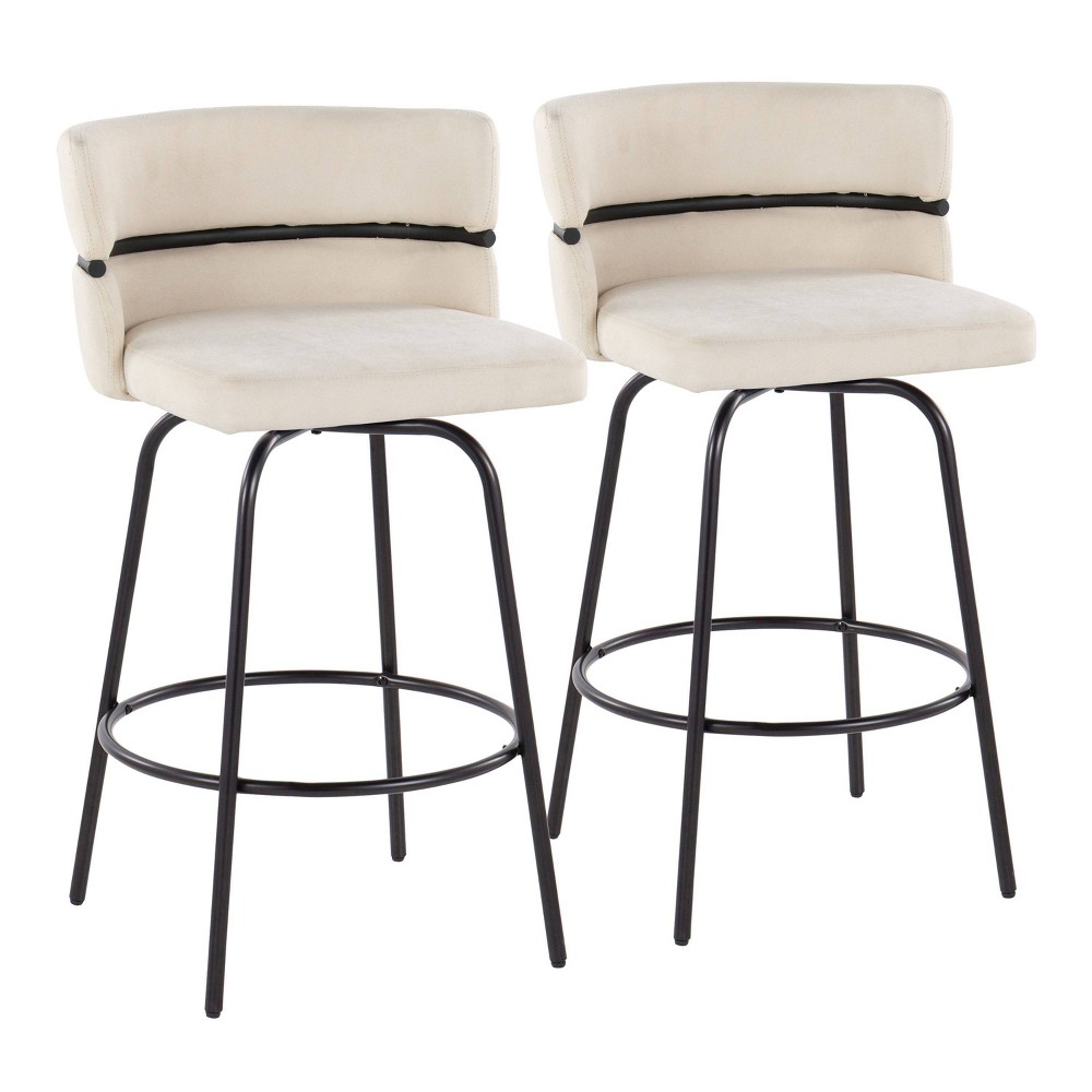 Photos - Storage Combination Set of 2 Cinch-Claire Counter Height Barstools Black/Cream - LumiSource
