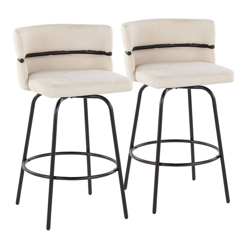 Set of 2 Cinch-Claire Counter Height Barstools Black/Cream - LumiSource, 1 of 10