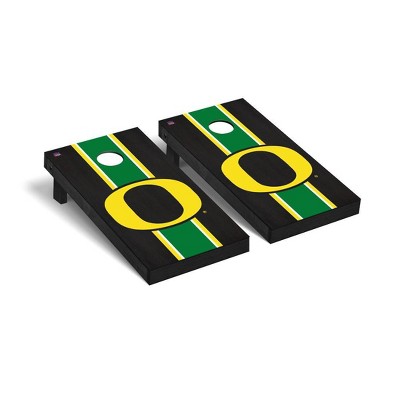 NCAA Oregon Ducks Premium Cornhole Board Onyx Stained Stripe Version