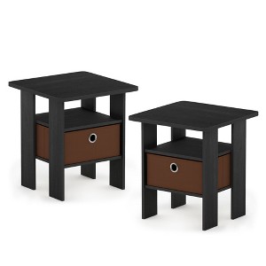 HOMLUX Set of 2 End Table Nightstand with Bin Drawer, Multiple Color Options - 1 of 4