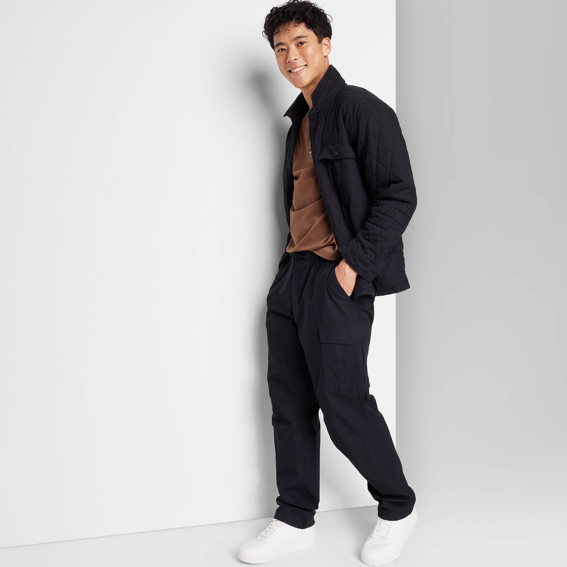 Men's Cargo Pants - Original Use™ Black L: Mid Rise, Tapered Leg, Elastic Waistband