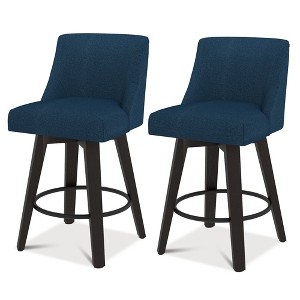 Dyonery Single Swivel Bar Stool with Back & Footrest, 26 Inch Counter Height Barstool for Kitchen Island - 1 of 4