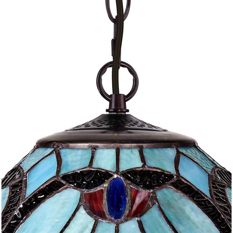 Robert Louis Tiffany Harvest Bronze Plug In Swag Pendant Chandelier 20 1/2" Wide Mission Art Glass 3-Light Fixture for Dining Room Home Kitchen Island, 5 of 9