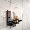 Possini Euro Design Vintage Industrial Wall Light Sconce Bronze Gold Hardwired 8 3/4" High Fixture Clear Glass Bedroom Bathroom - 2 of 4