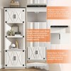 68" Tall Corner Storage Cabinet with Open Shelves & Barn Doors, Farmhouse Storage Hutch, White - 4 of 4