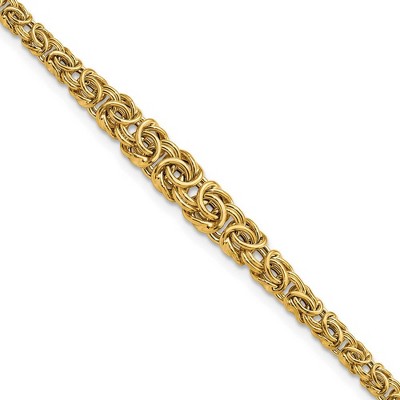 Black Bow Jewelry 10mm 14K Yellow Gold Graduated Byzantine Chain Bracelet, 7.25 Inch