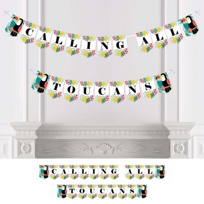 Big Dot of Happiness Calling All Toucans - Tropical Bird Bunting Banner - Party Decorations - Calling All Toucans