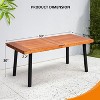 VINGLI 6-Person Indoor Outdoor Wood Dining Table, Natural Wood Tabletop with Powder-Coated Steel Legs, 350lb Capacity, 69" L x 32" W x 30" H - 3 of 4