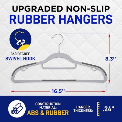 Gray Heavy Duty Plastic Non-Slip Clothes Hanger Set - 30 Pieces