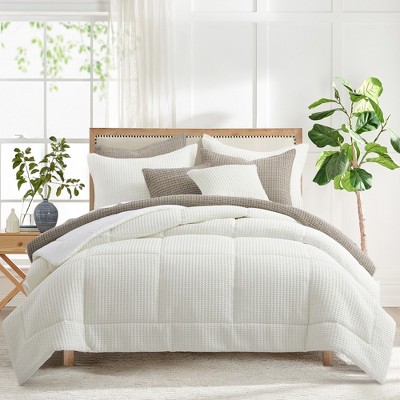 Cream Full Cotton Waffle Weave Bedspread Set