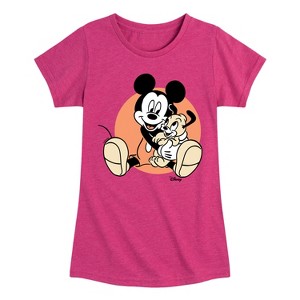 Girls' - Disney - Mickey Mouse Hugs His Puppy Fitted Short Sleeve Graphic T-Shirt - 1 of 4