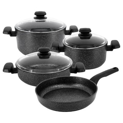 Otantik Non-Stick Aluminum Cast Cookware Set (7 Piece) Ceramic Marble  coating, Pots, Pans, Lids (Vented) - Cool Handle - PTFE & PFOA Free -  Compatible