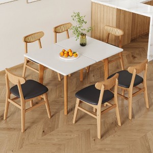 NicBex Dining Table Set for 6 Foldable Rectangular Dining Table MDF desktop with 6 Solid Wood Dining Chairs for Kitchen - 1 of 4