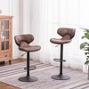 Adjustable Height Swivel Barstool Set of 2, Upholstered Bar Stools, Kitchen Chair with Chrome Base, Brown - image 3 of 4