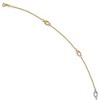Black Bow Jewelry 14k Tri-Color Gold Cable Chain And Oval Station Anklet, 9.5-10.5 Inch - 2 of 4
