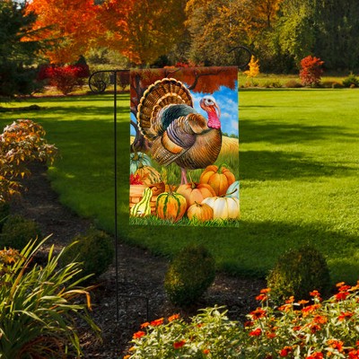 Briarwood Lane Turkey and Pumpkins Fall Polyester Garden Flag