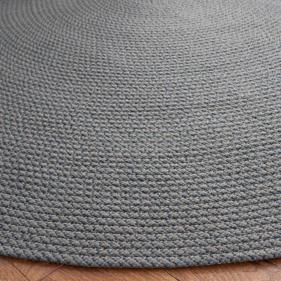 Gray Round Handwoven Reversible Braided Area Rug