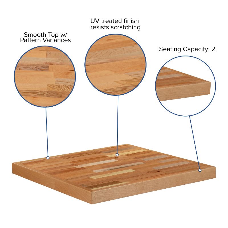 Emma and Oliver Square Butcher Block Style Table Top - Restaurant Table Top, 4 of 11