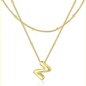 Bubble Initial Necklace 14K Gold Plated Personalized Letter A-Z Jewelry - 1 of 4