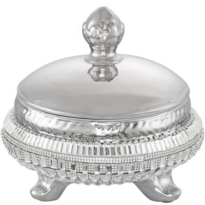 Dahlia Studios Canicatti 7 1/2" High Silver and Crystal Jar with Lid