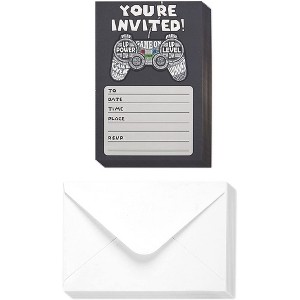 Juvale 40-Pack Video Game Birthday Party Invitations with Envelopes, Kids & Boys Birthdays, Gaming Theme Party Supplies, 4 x 6" - 1 of 4