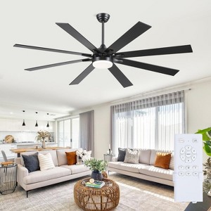 Kviflon 72 Inch Ceiling Fan with Light,Downrod LED Ceiling Fan,8 Plywood Blades - 1 of 4