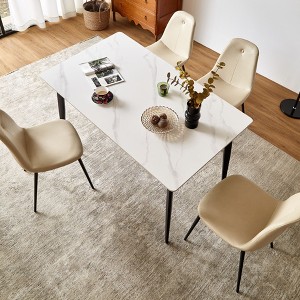 NicBex Dining Table 55.12" Modern Minimalist Rectangular Dining Table with Porcelain Table Top for Dining Room - 1 of 4