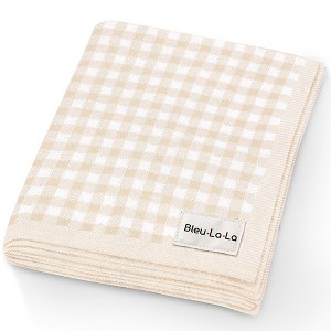 100% Luxury Cotton Knit Swaddle Receiving Crib Stroller Baby Blanket for Newborns and Infant Boys and Girls - 1 of 4