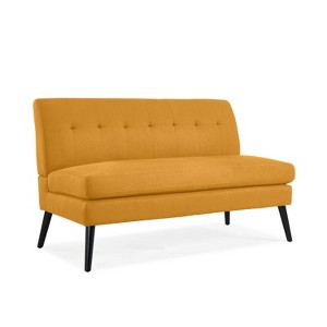 Handy Living Kenneth Mid-Century Modern Armless Loveseat Linen Mustard Yellow: Polyester Upholstery, 600 lbs Capacity - 1 of 4