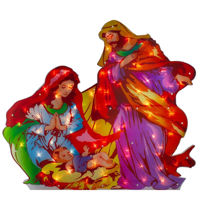 Northlight 38" Lighted Holy Family Nativity Scene Christmas Outdoor Decoration, 1 of 3