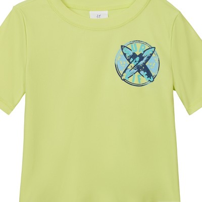 OshKosh B'gosh Little Boys' 2-Piece Short Sleeve Rashguard and Swim Trunks Set, Lime/Surf Life, 5/6 — фото 2