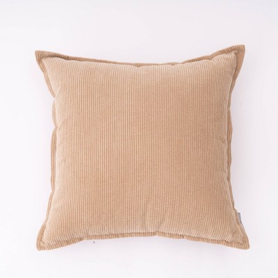 18"x18" Corduroy Ribbed Square Throw Pillow Tan - freshmint