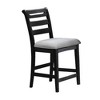 Royal Hampton Counter Height Chairs, Set of 2, Ladder Back, Black Embossed Wood, Gray Fabric - 2 of 4
