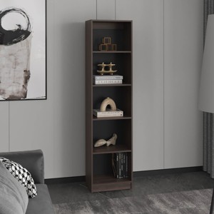 INFURNIC Decorative Bookshelf Compact Bookcase with 5 Shelves Slim Profile Storage Solution Modern Style, Brown, 11.77"*17.72"*71.1" - 1 of 4