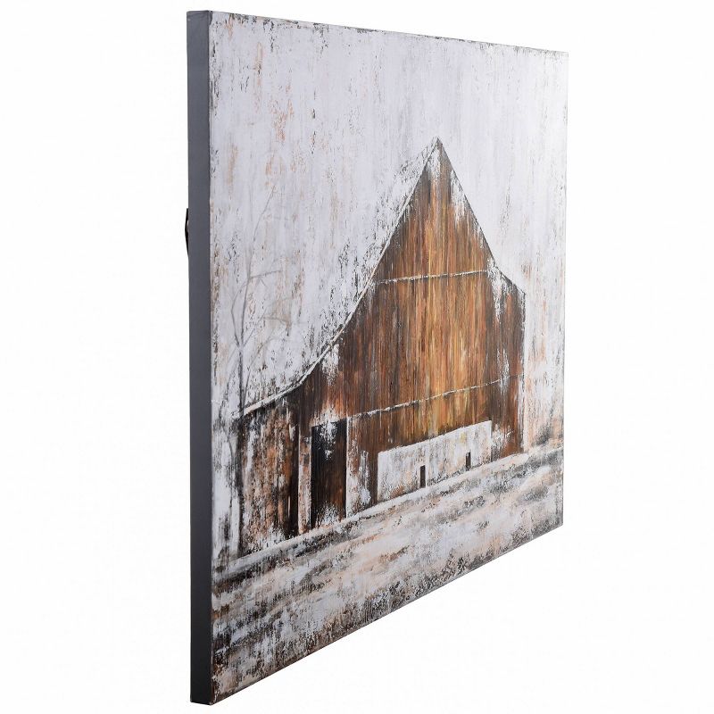 Aged Barnhouse Hand Painted Rustic Monochromatic Unframed Wall Canvas - StyleCraft, 3 of 9