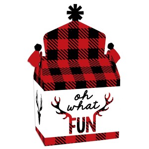Big Dot of Happiness Prancing Plaid - Treat Box Party Favors - Reindeer Holiday and Christmas Party Goodie Gable Boxes - Set of 12 - 1 of 4