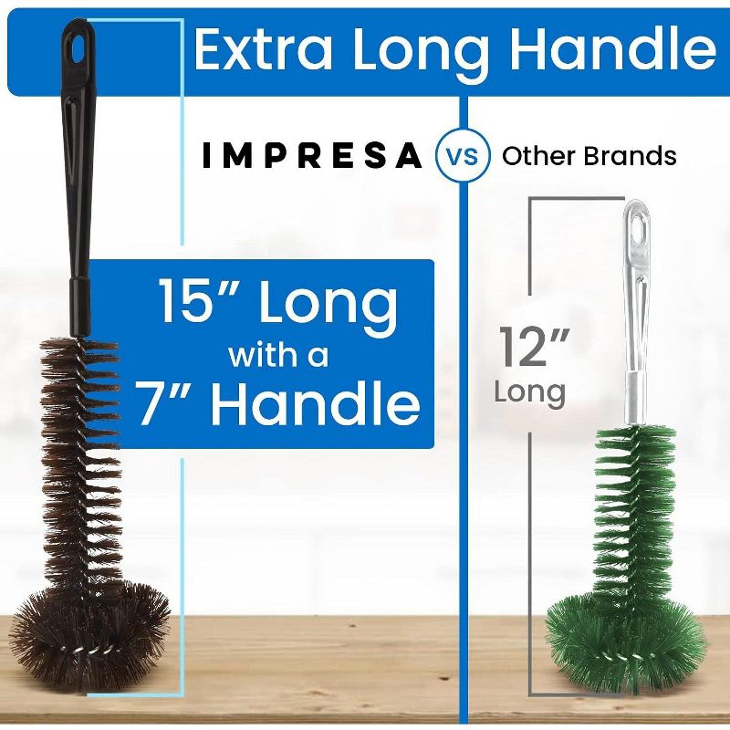 IMPRESA Garbage Disposal Brush with Extra Long Handle, Eliminates Residue & Build Up, Keeps Your Kitchen Sink Drain Spotless, 15" x 4",  Black, 3 of 8