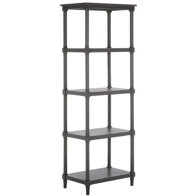 Transitional Gray Pine Wood 5-Tier Spindle Bookcase