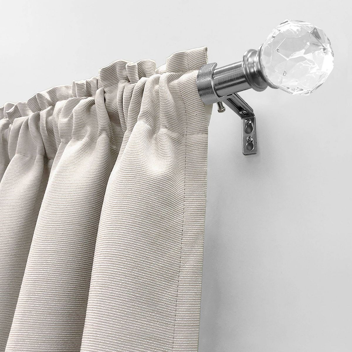 Lumi Home Furnishings 1" 50" x 144" Faceted Crystal Sphere Finial Curtain Rod Set - thumbnail 8