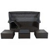4-Pieces Outdoor Patio Rattan Daybed Sunbed Set with Retractable Canopy, Lift Table, and Adjustable Seat - 3 of 4